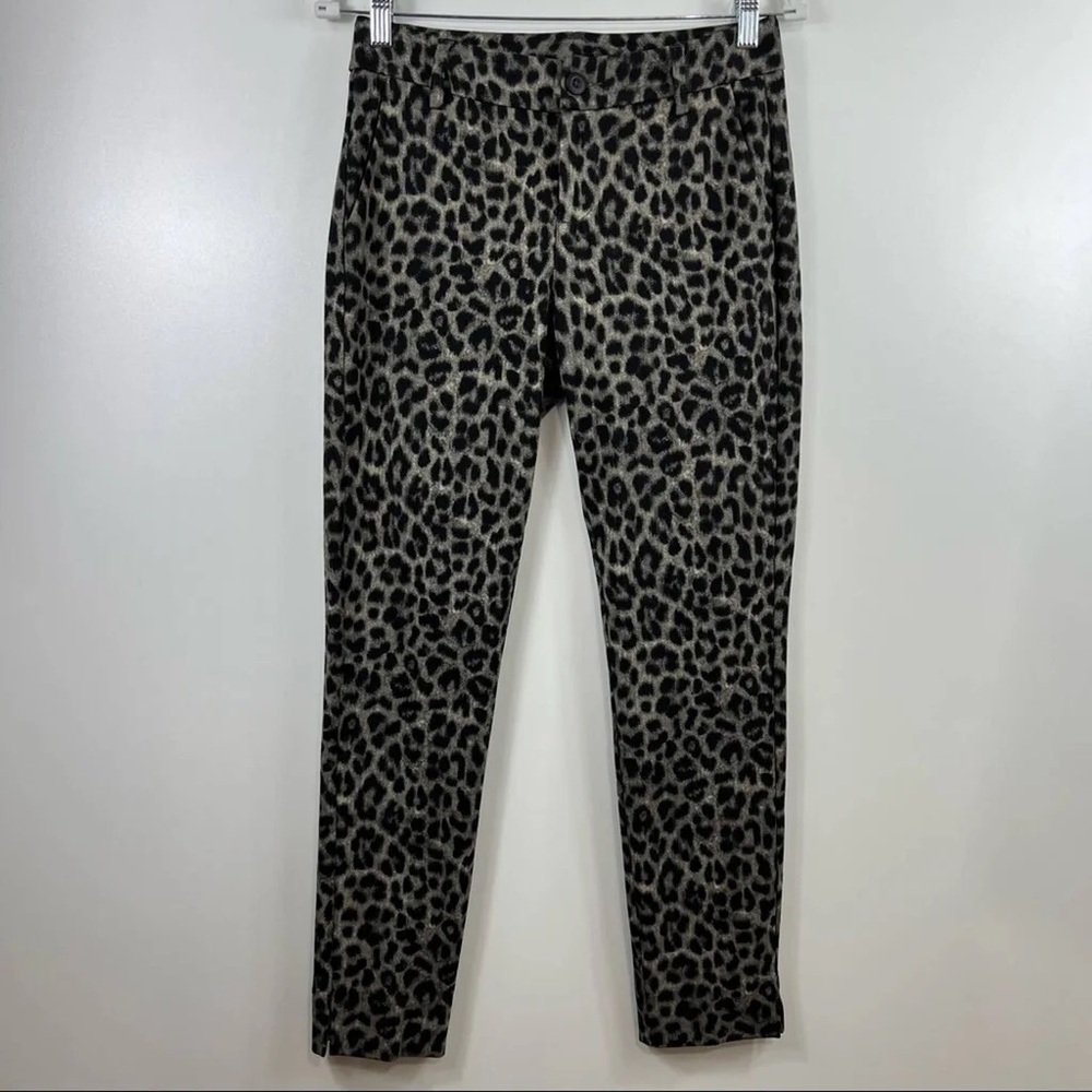 Cabi Jungle Slim Ankle Trouser Pants Leopard Animal Print Knit Style 3393 sz.0